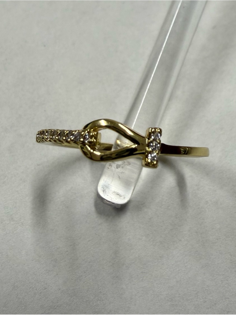 Size 8 14k Gold Electroplated Knot Pavé Thin Band Ring